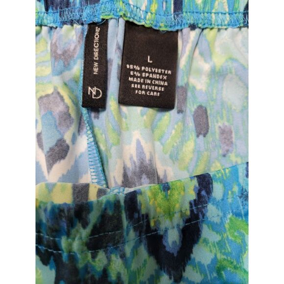 NWT New Directions Pant Suit, Large in Blue/Green Tribal Print - Picture 8 of 10